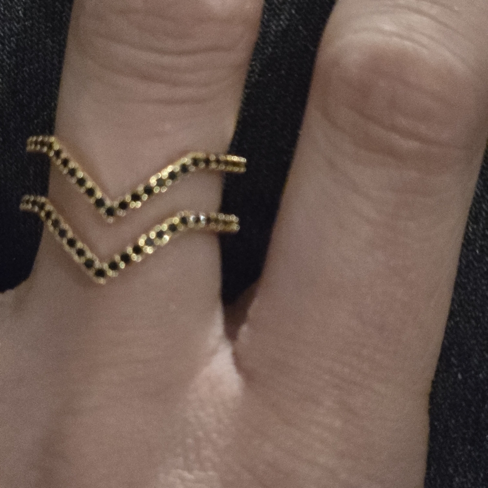 Gold and Black Chevron Ring